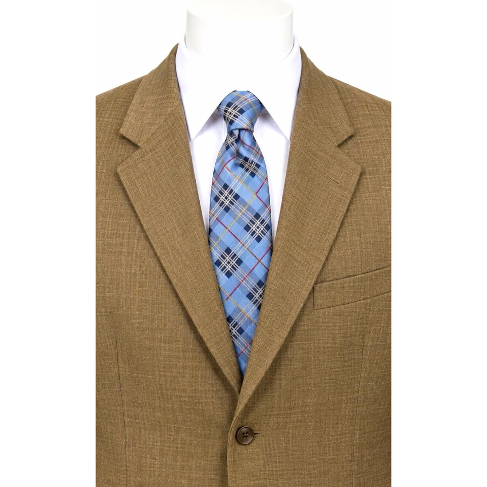 THE CITADEL Men's Silk Neck Tie Blue Plaid Pattern Pointed Style Tie
